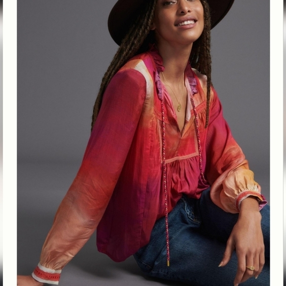 NWT Anthropologie Conditions Apply Etienne Peasant Blouse SZ SMALL - Picture 1 of 16